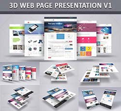 9个网站页面3D展示模型(第一套)：3D Web Page Presentation V1
